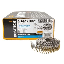 Bostitch 1-1/4 in. L X 11 Ga. Wire Coil Stainless Steel Siding Nails 15 deg 3,600 pk