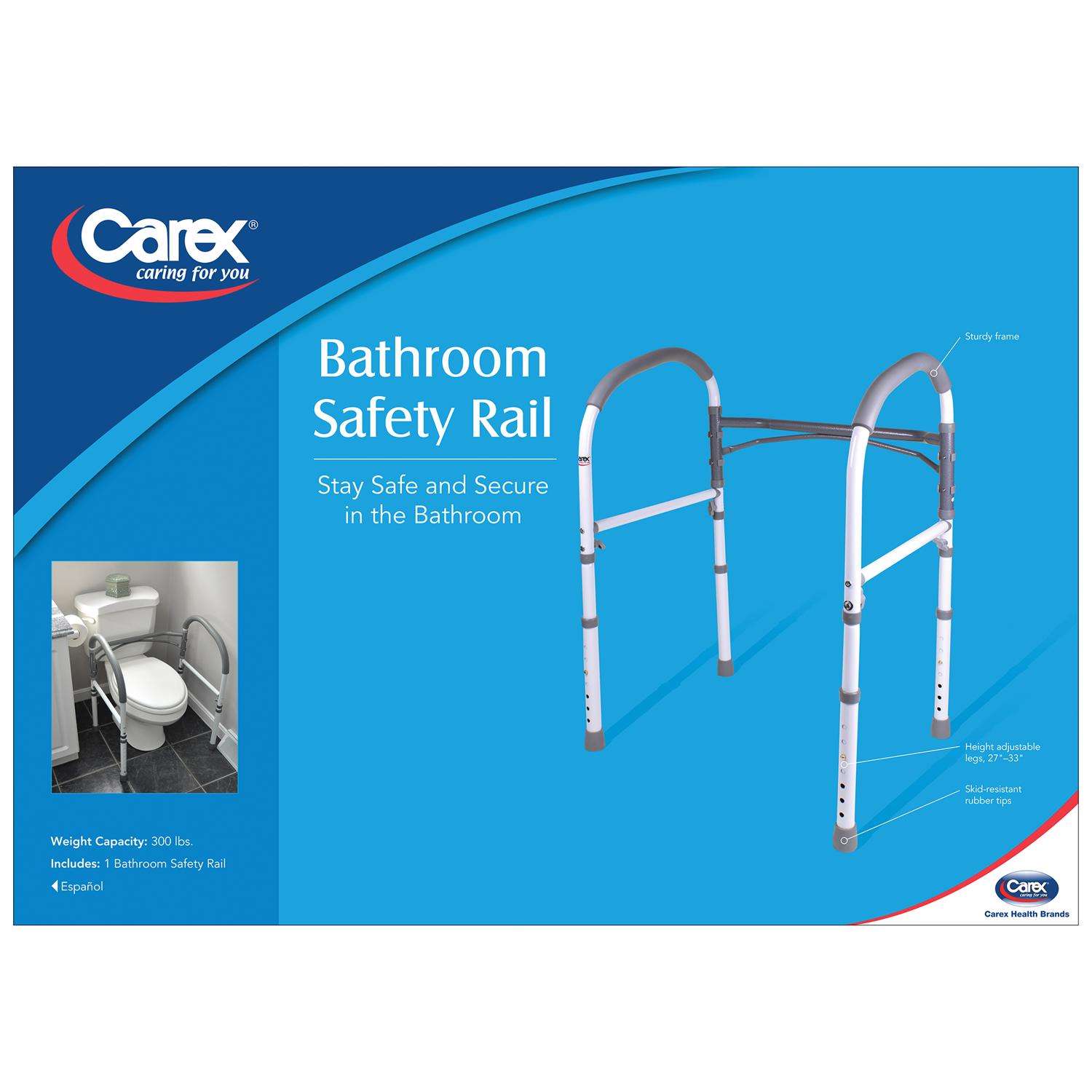 Carex Health Brands White Toilet Safety Bar Aluminum 33 in. H X 23.25