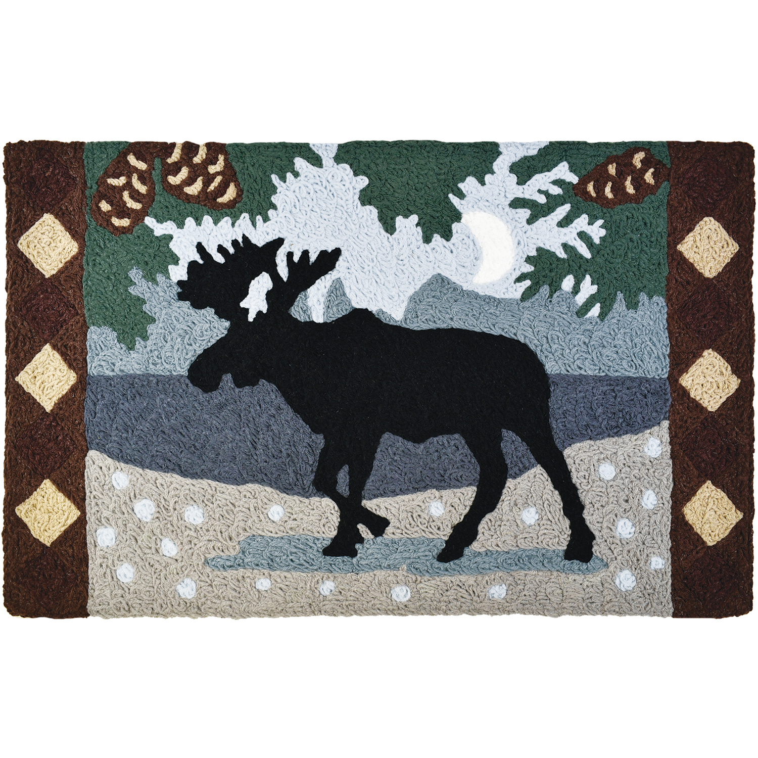 Jellybean 30 in. L X 20 in. W Multicolored Northwoods Moose Accent Rug ...