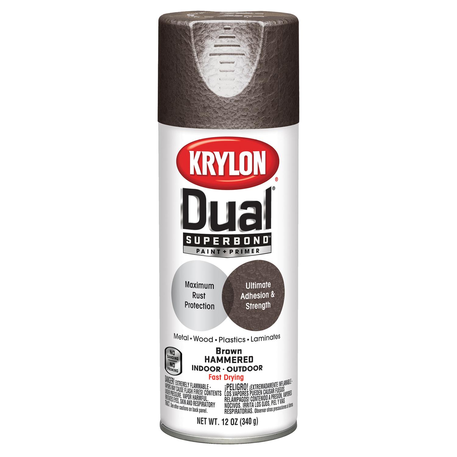 UPC 724504088424 product image for Krylon 12oz Dual Paint + Primer Spray Paint in Brown hammered (K08842000) | upcitemdb.com