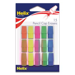 Helix Assorted Pencil Eraser Caps 15 pk