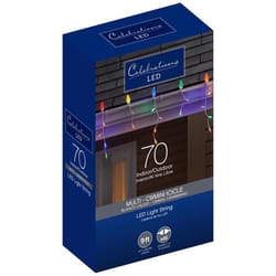 Celebrations Blue LED C9 Multicolored 70 ct Icicle Christmas Lights 9 ft.