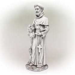 Alpine Gray Fiberglass 31 in. H X 12 in. L X 10 in. W St. Francis Statue