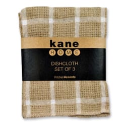 Kane Home Sand Polyester Woven Plaid Dish Cloth 3 pk