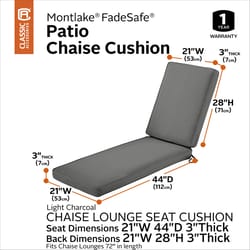 Classic Accessories Montlake Charcoal Gray Polyester Chaise Cushion 28 in. H X 21 in. W X 44 in. L