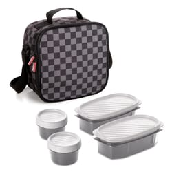Superio Brand Grey Lunch Bag with Food Containers 1 pk