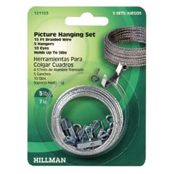 Hillman AnchorWire Steel-Plated Conventional Picture Hanging Set 5 lb 5 pk
