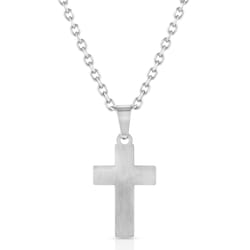 Montana Silversmiths Men's Intertwined with Faith Cross Black/Silver Necklace Stainless Steel Water