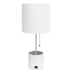 Simple Designs 18.5 in. White Organizer Desk Lamp with USB Port