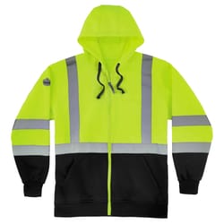 Ergodyne GloWear Reflective Black Front Hooded Safety Sweatshirt Lime XL