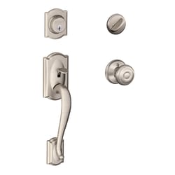 Schlage Camelot / Georgian Satin Nickel Single Cylinder Handleset and Knob Right or Left Handed