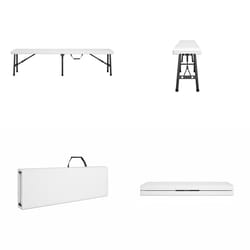 Cosco White Plastic Casual Folding Bench 1 pk