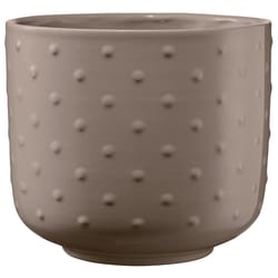 SK Pottery 6.7 in. H X 7.5 in. D Clay Baku Ceramic Pot Beige