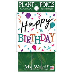 My Word! Multicolored Wood 4 in. H Happy Birthday Plant Pokes