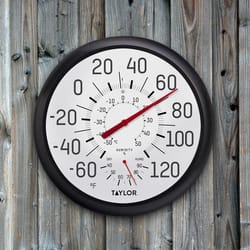 Taylor Dial Hygrometer/Thermometer Plastic Black 13.25 in.