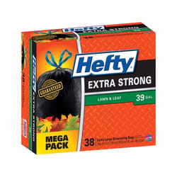 Hefty Extra Strong 39 gal No Scent Lawn and Leaf Bags Drawstring 38 pk