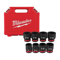 Milwaukee Shockwave 1-3/8 in. X 3/4 in. drive SAE 6 Point Standard Impact Socket Set 8 pc
