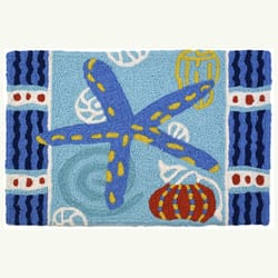 Jellybean 20 in. W X 30 in. L Multi-color Teal Starfish Polyester Accent Rug