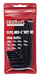 Eklind Hex-L .050" to 3/8" SAE Short Arm Hex L-Key Set 11 pc