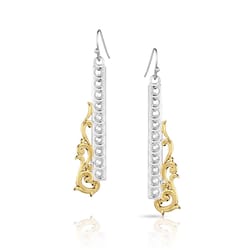 Montana Silversmiths Women's Eternal Flame Filigree Bar Gold/Silver Earrings Water Resistant