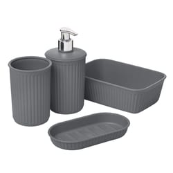 Superio Brand Grey Plastic Bath Accessory Set