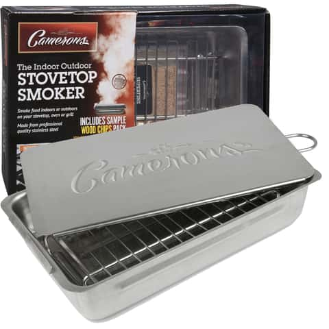 Camerons BBQ Grill Topper Grilling Pans (Set of 2) - Non-Stick Barbecue  Trays w Stainless Steel Handles- Indoor Outdoor use for Meat, Vegetables 