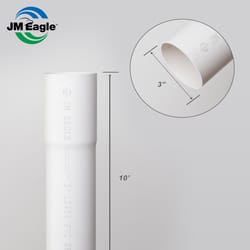 JM Eagle PVC Sewer Pipe 3 in. D X 10 ft. L Bell 0 psi