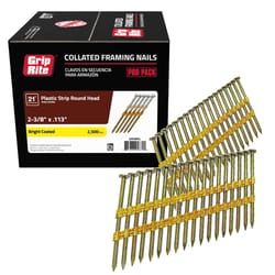 Grip-Rite 2-3/8 in. L X 12 Ga. Angled Strip Bright Framing Nails 21 deg 2500 pk