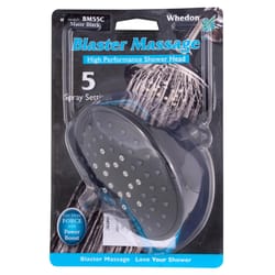 Whedon Blaster Massage Matte Black Plastic 5 settings Wallmount Showerhead 2.5 gpm