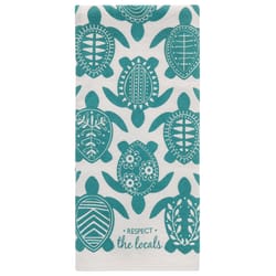 Karma Beige/Green Cotton Turtle Tea Towel 1 pk