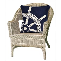 Liora Manne Frontporch Navy Ship Wheel Polyester Throw Pillow 18 in. H X 2 in. W X 18 in. L