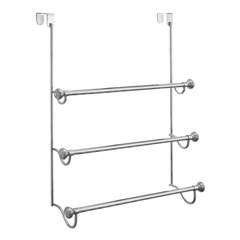 iDesign Classico Metal Over-the-Cabinet Bag Holder for Kitchen/Bathroom,  Chrome 