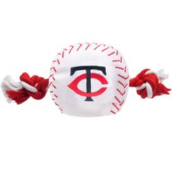 Pets First MLB Red/White Nylon Minnesota Twins Baseball Tug Dog Toy 1 pk