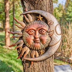 Glitzhome Multicolored Metal 36.25 in. H Sun and Moon Yard Stake