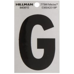 Hillman 3 in. Reflective Black Vinyl Self-Adhesive Letter G 1 pc