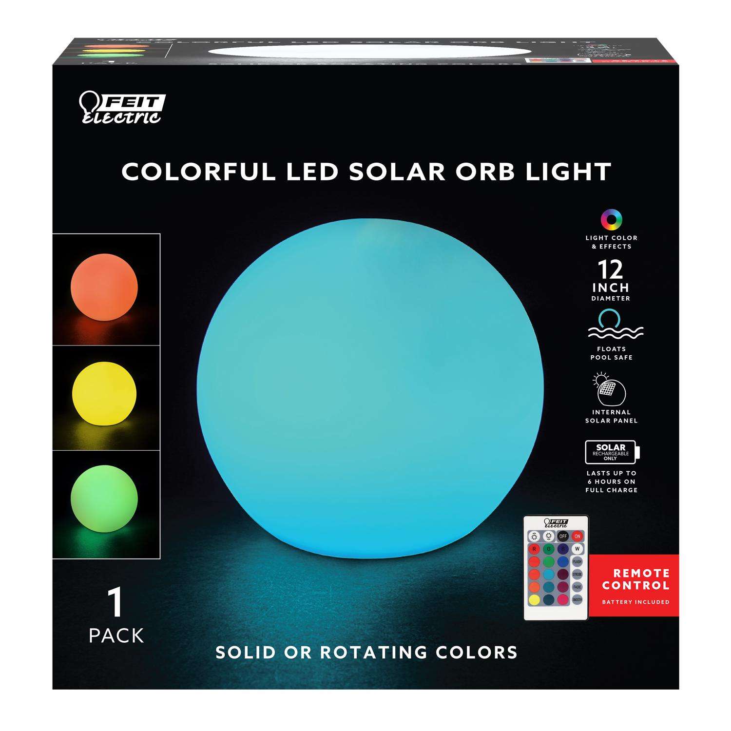 Feit Solar Fixtures 11.5 in. Solar Power Plastic Round Color Changing Orb  Assorted Ace Hardware