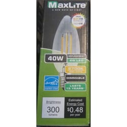 MaxLite B10 E12 (Candelabra) Filament LED Bulb Soft White 40 Watt Equivalence 1 pk