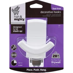 High & Mighty White Plastic Rectangular Decorative Hooks 20 lb. cap. 1 pk