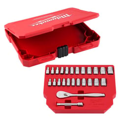 Milwaukee 1/4 in. drive Metric and SAE 25 Piece Mechanics Ratchet and Socket Set 90 teeth