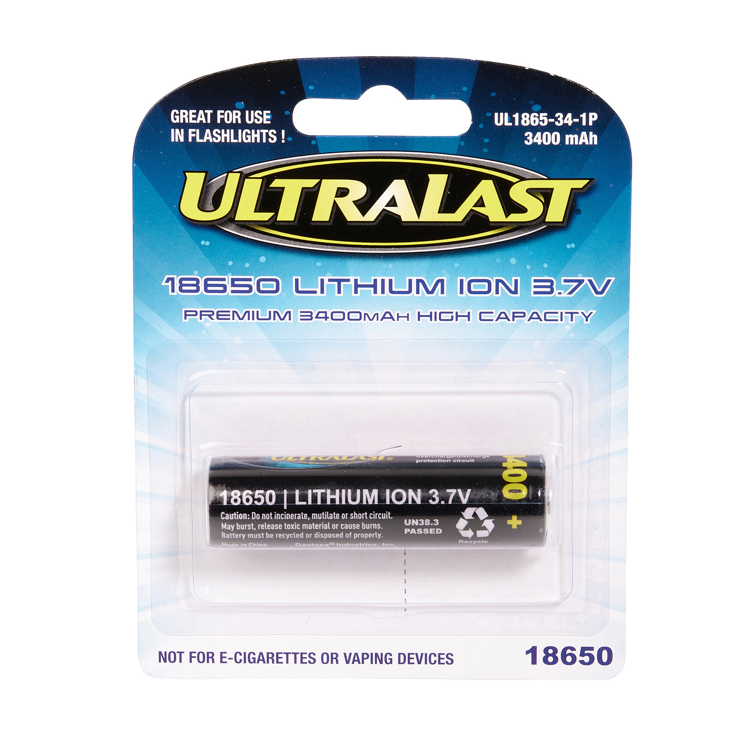 Photos - Circuit Breaker iON UltraLast Lithium  18650 3.7 V 3400 mAh Rechargeable Battery 1 pk UL186 