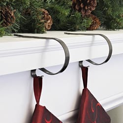 Haute Decor MantleClip Gold/Brown Embossed Holly Stocking Holder 2 in.