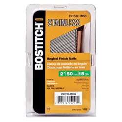 Bostitch 2 in. L X 15 Ga. Angled Strip Stainless Steel Finish Nails 1,000 pk