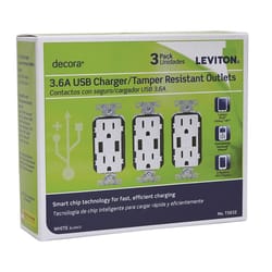 Leviton Decora 15 amps 125 V Duplex White Outlet and USB Charger 5-15R 1 pk