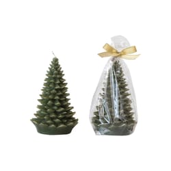 Creative Co-Op Green Unscented Tree Shaped Candle