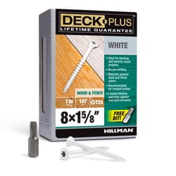 HILLMAN Deck Plus No. 8 Ga. X 1-5/8 in. L White Star Flat Head Exterior Deck Screws 1 lb 147 pk