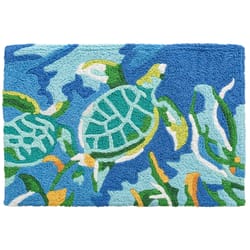 Jellybean 20 in. W X 30 in. L Multi-color Turtles Swimming in Seaw Polyester Accent Rug
