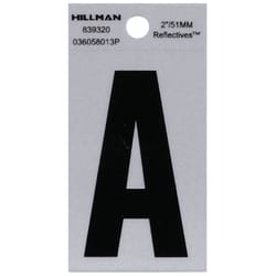 Hillman 2 in. Reflective Black Vinyl  Self-Adhesive Letter A 1 pc