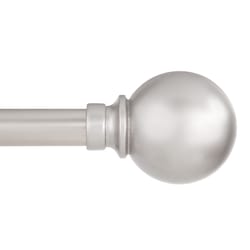 Kenney Mercer Brushed Nickel Silver Ball Curtain Rod 66 in. L X 120 in. L