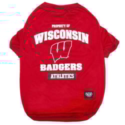 Pets First Team Color Wisconsin Badgers Dog T-Shirt Medium