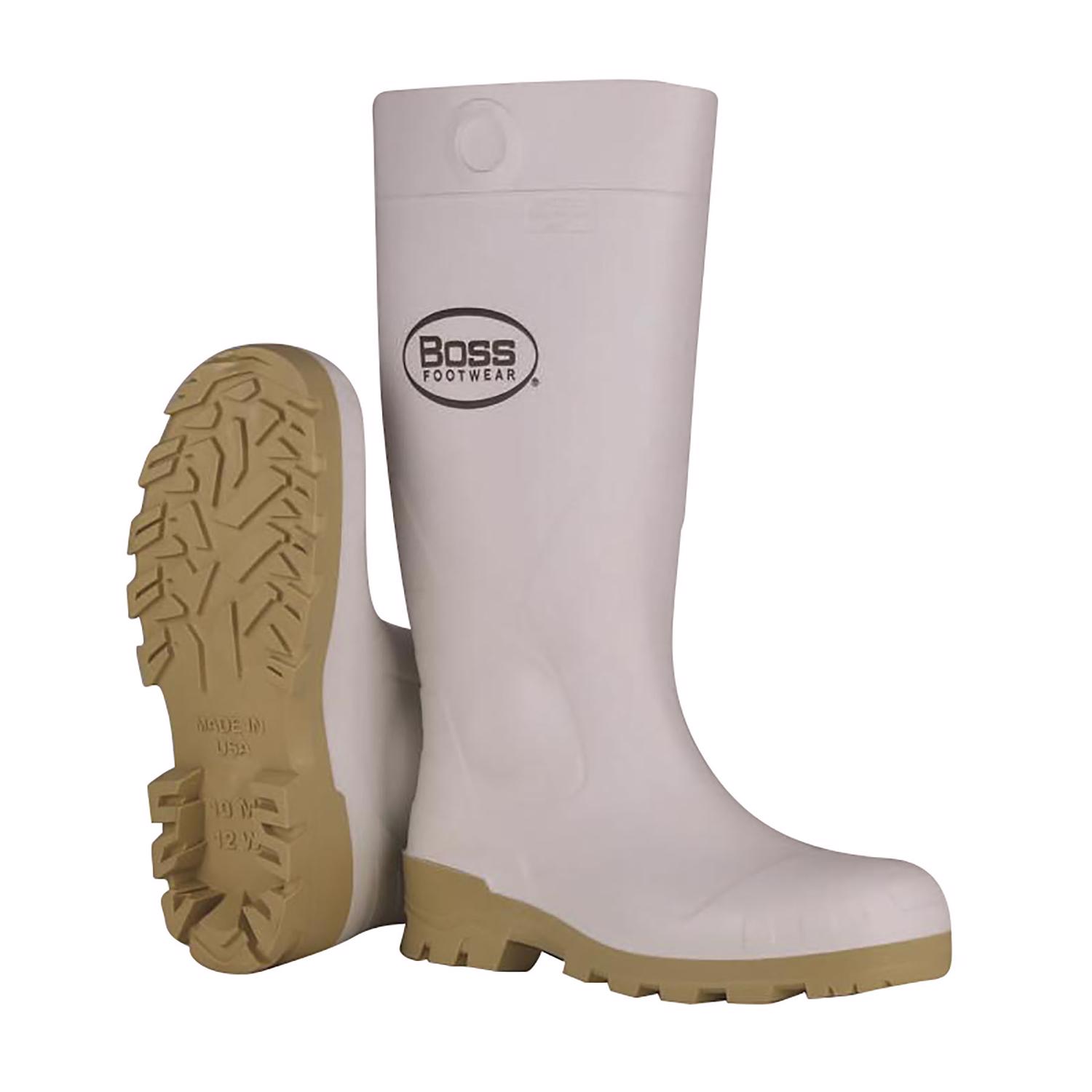 Boss Unisex PVC Plain Boots White 12 US Waterproof 1 pair 16 in